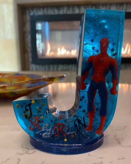 J Personalized Spiderman resin art by @cannaleaf2