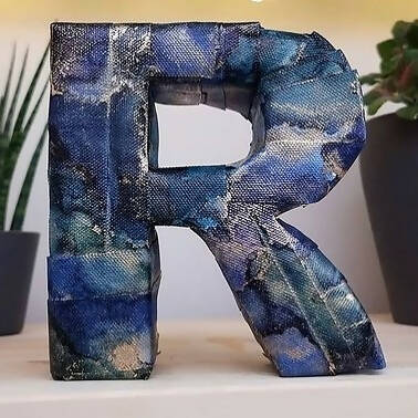 Letter R made in denim